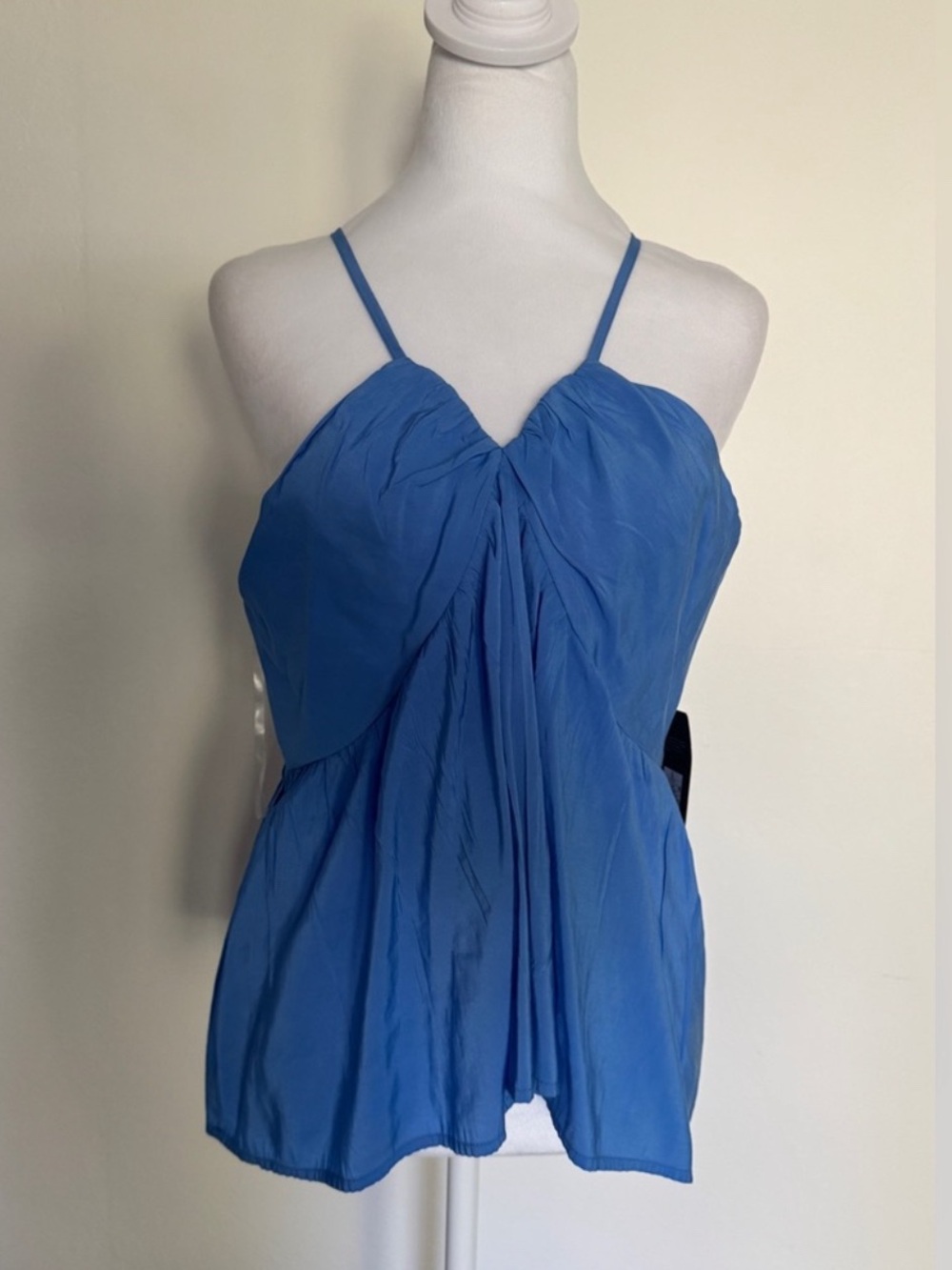 NWT Blue Spaghetti Strap Pleated Women's Top